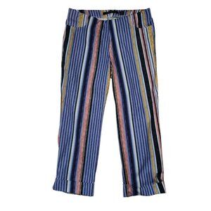 Insight Stretch Pull On Crop Capri Pants Blue Striped Women's Size 10
